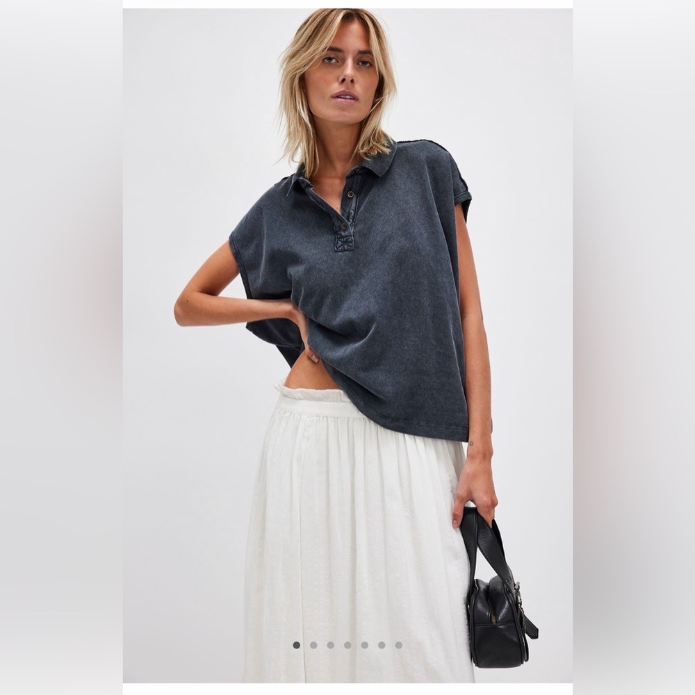 Free People We The Free Keep On Oversized Cotton Polo